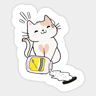 Cute persian cat spilled mayonnaise Sticker